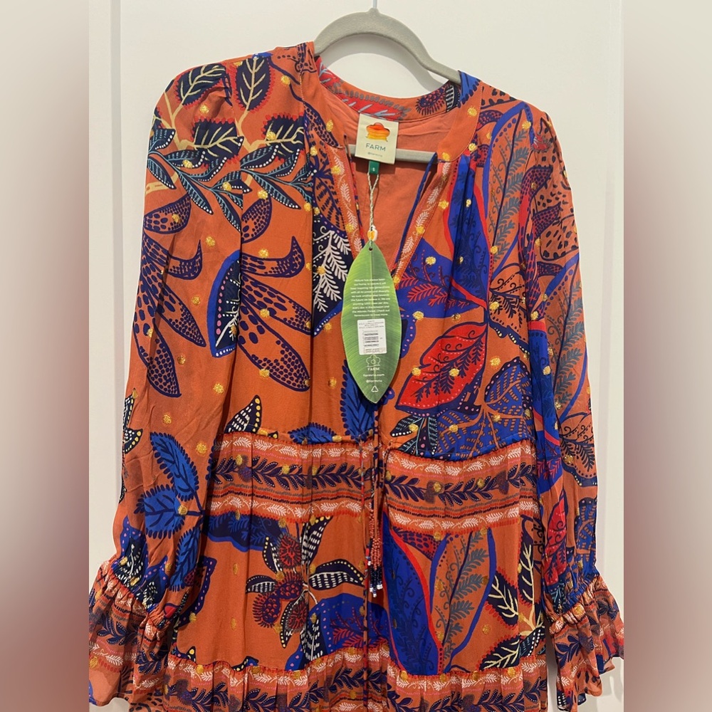 Farm Rio Brown Wild Jungle Midi Dress Size S NWT